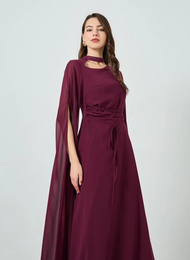 ستايلي فستان طويل مع أكمام بفتحات